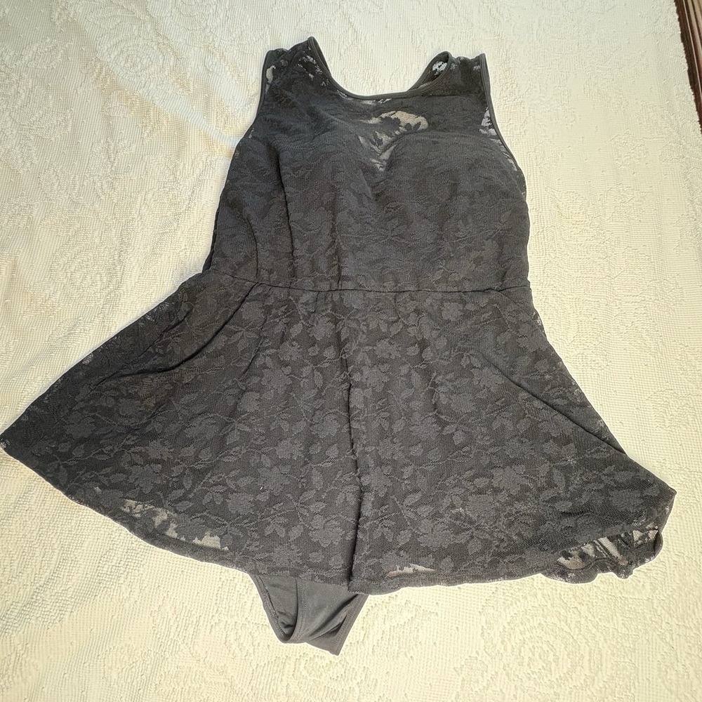 Torrid Black Lace Swim One-Piece with Skirt